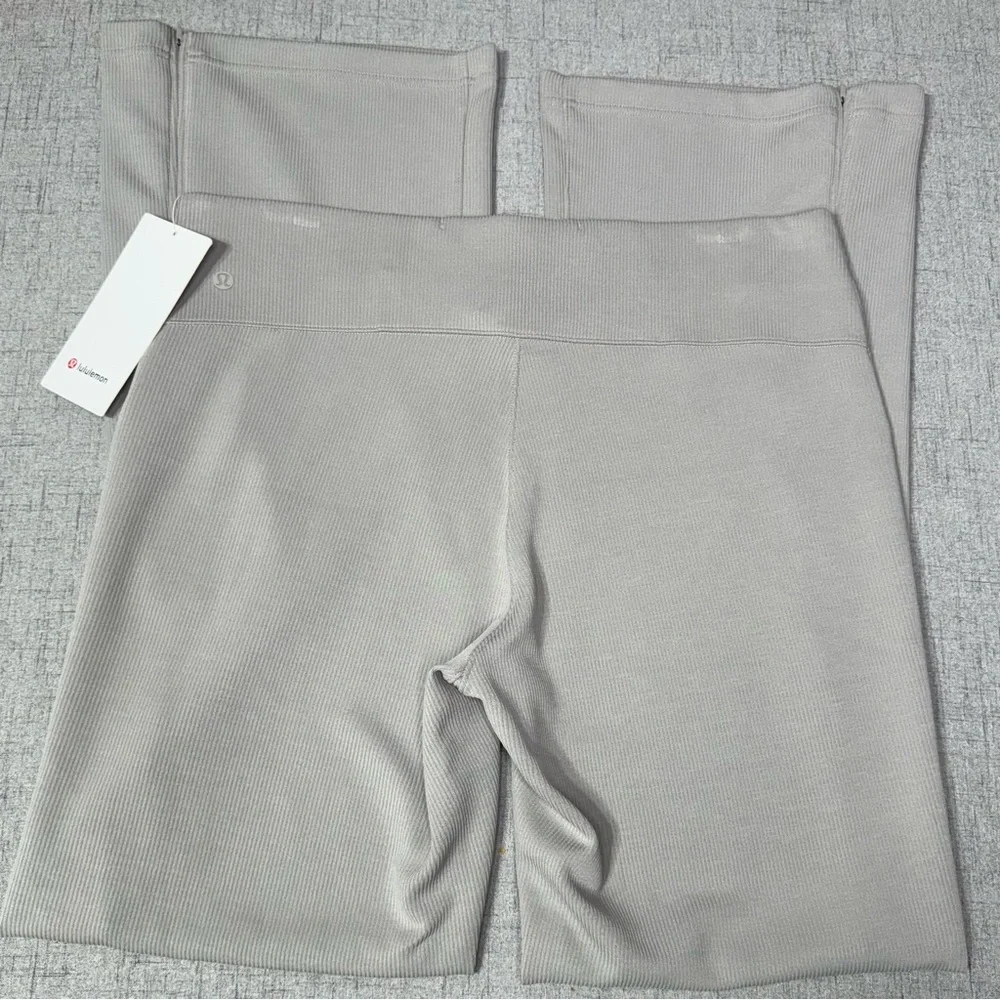 Lululemon Brushed Softstreme Ribbed Zip Flared Athletic Pants Riverstone 14 NWT
